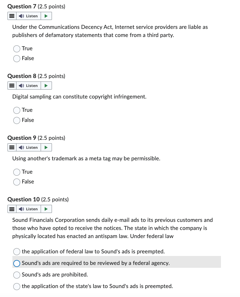 Solved Under the Communications Decency Act,