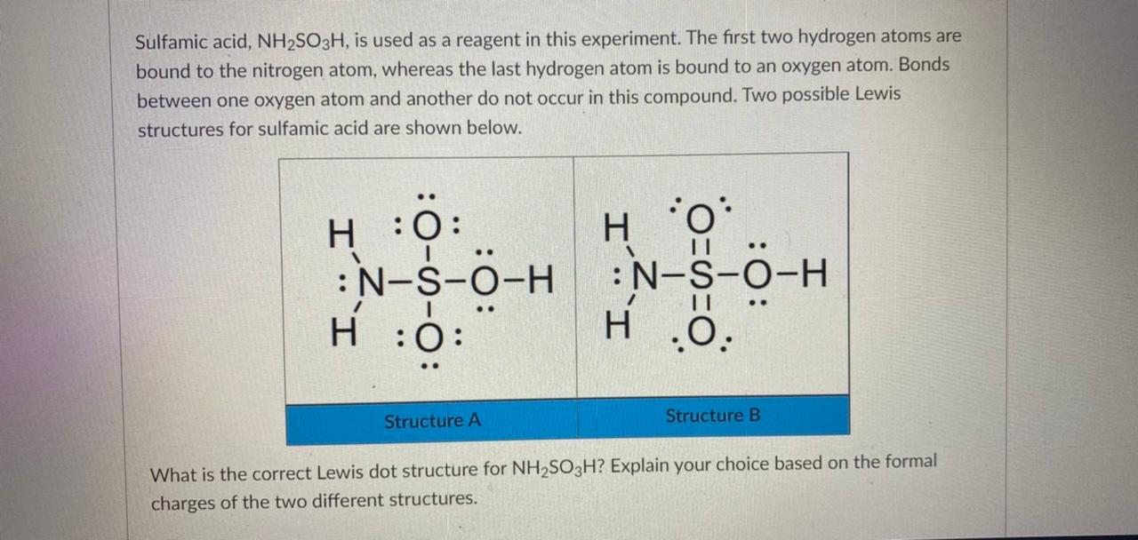 Solved Sulfamic acid, NH2SO3H, is used as a reagent in this | Chegg.com