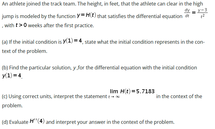 Solved An athlete joined the track team. The height, in | Chegg.com