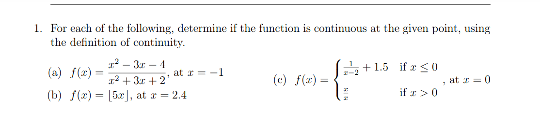 Solved For each of the following, determine if the function | Chegg.com