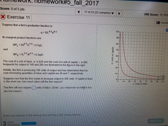 Solved EXercise 11 Suppose that a firm's production function | Chegg.com