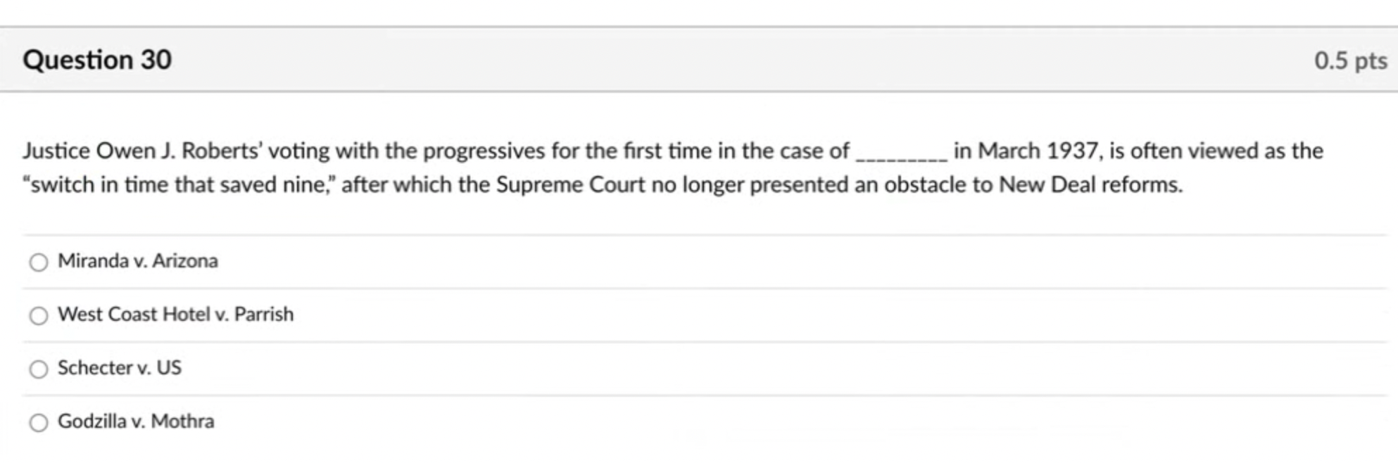 Justice Owen J. Roberts' voting with the progressives | Chegg.com
