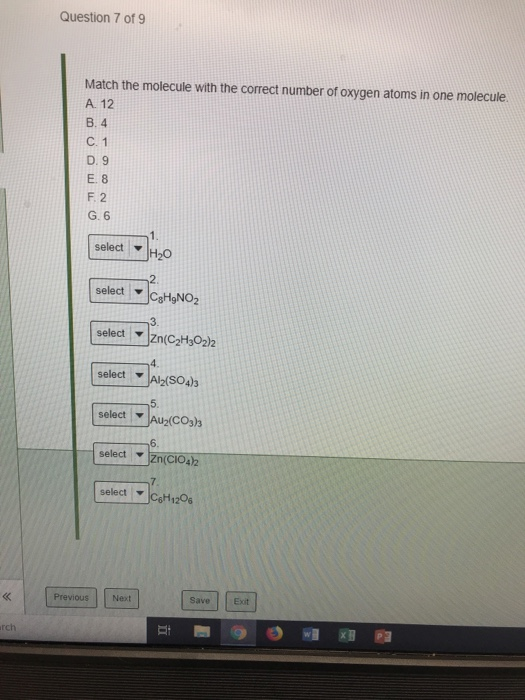 Solved Question 7 of 9 Match the molecule with the correct | Chegg.com