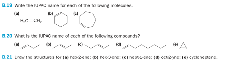 Solved B.19 Write the IUPAC name for each of the following | Chegg.com