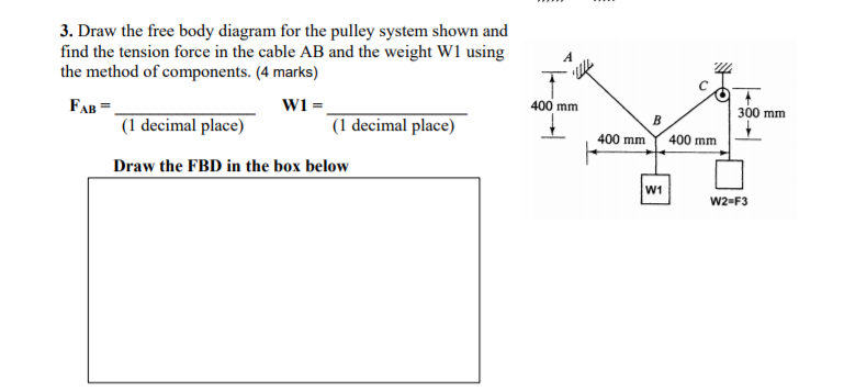 Solved 3. Draw the free body diagram for the pulley system | Chegg.com