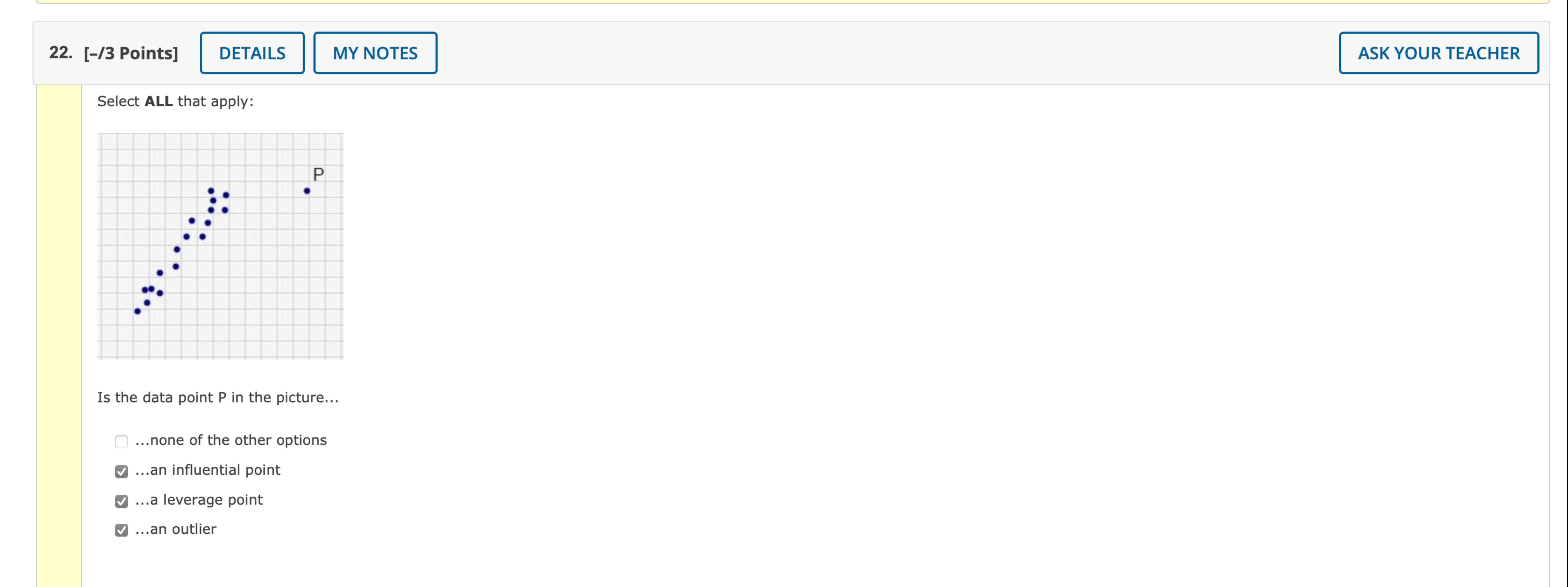 Solved [-/3 ﻿Points]Select ALL that apply:Is the data point | Chegg.com