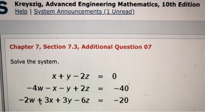 Solved Kreyszig, Advanced Engineering Mathematics, 10th | Chegg.com