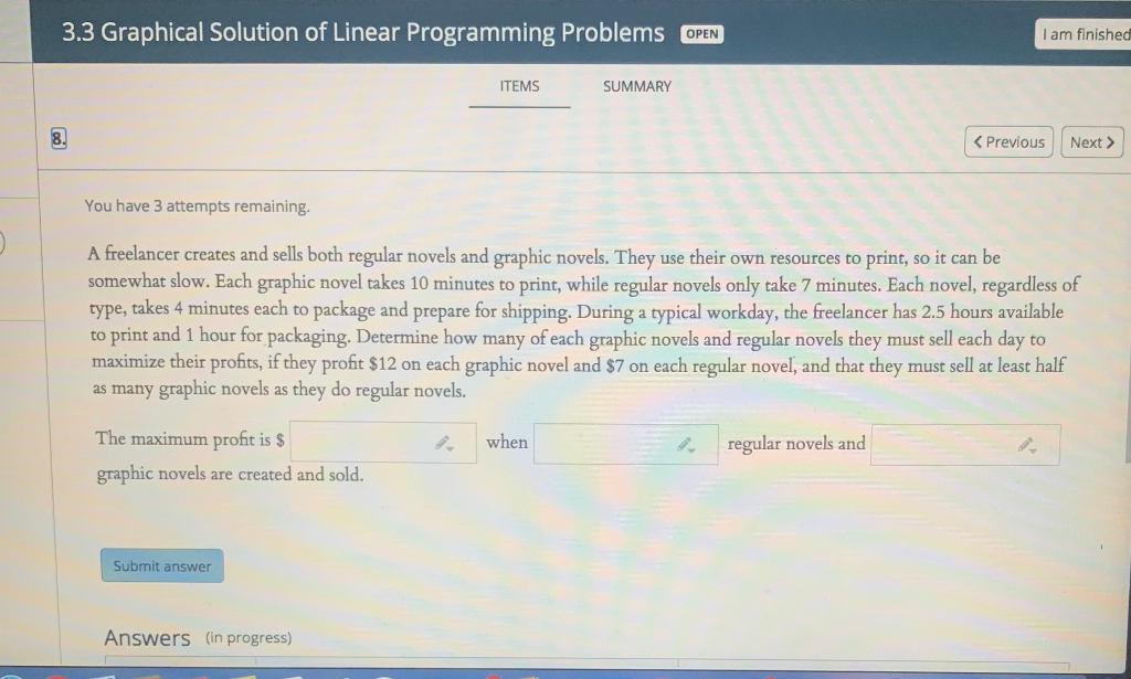 Solved 3.3 Graphical Solution of Linear Programming Problems | Chegg.com