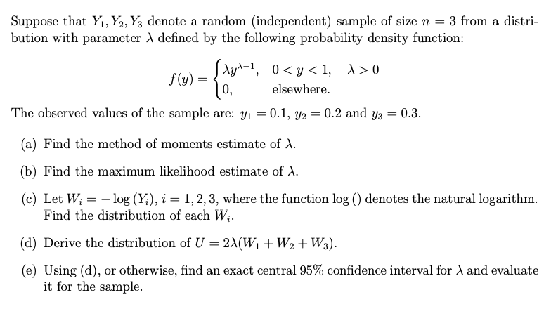 Solved Suppose that Y1, Y2, Y3 denote a random (independent) | Chegg.com