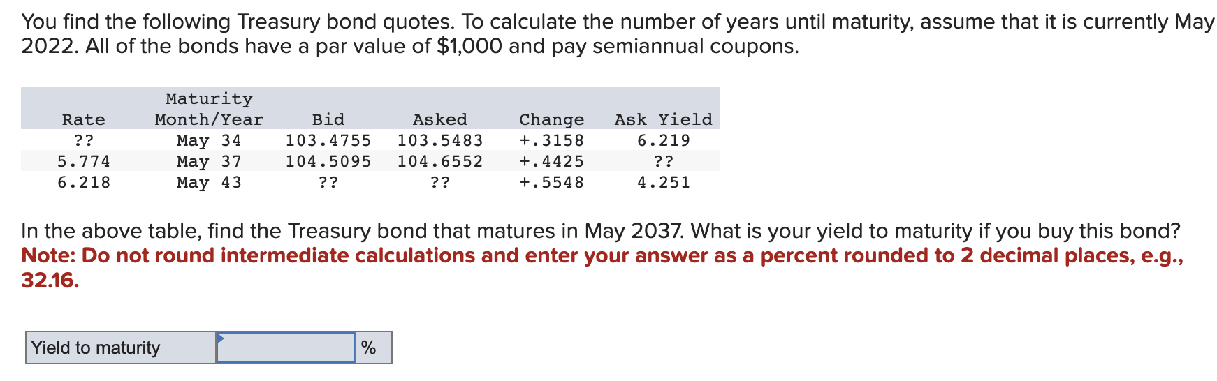 Solved You find the following Treasury bond quotes. To | Chegg.com