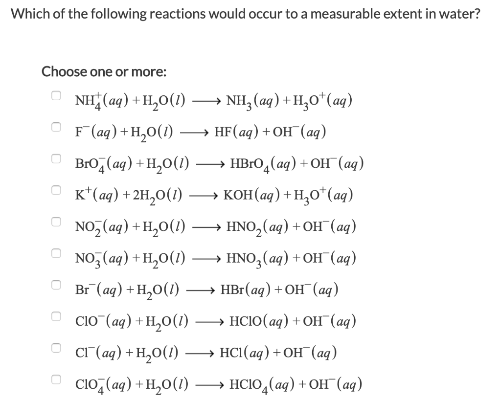 Solved Which of the following reactions would occur to a | Chegg.com