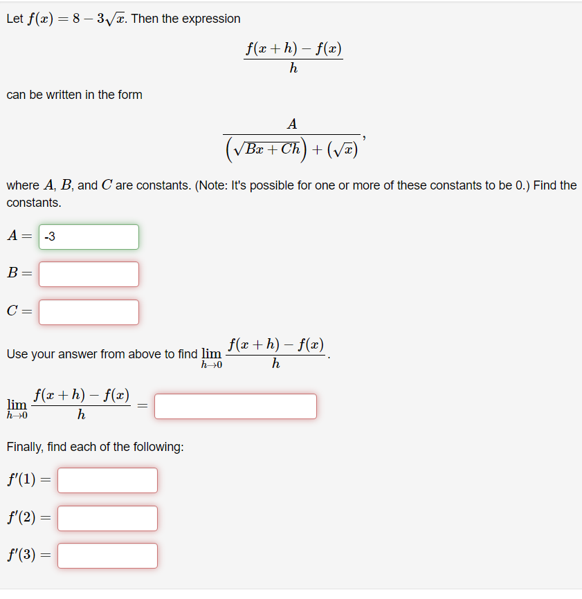 Solved Let F X 8−3x Then The Expression Hf X H −f X Can