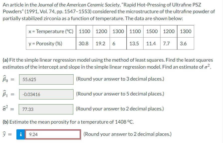 Solved An article in the Journal of the American Ceramic | Chegg.com