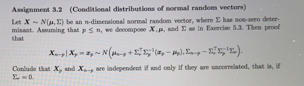 Solved Assignment 3.2 (Conditional distributions of normal | Chegg.com