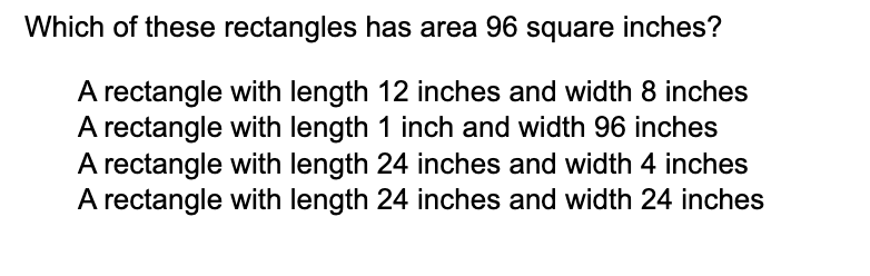 Solved Which of these rectangles has area 96 ﻿square | Chegg.com