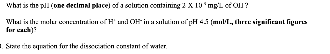 Solved What is the pH (one decimal place) of a solution | Chegg.com