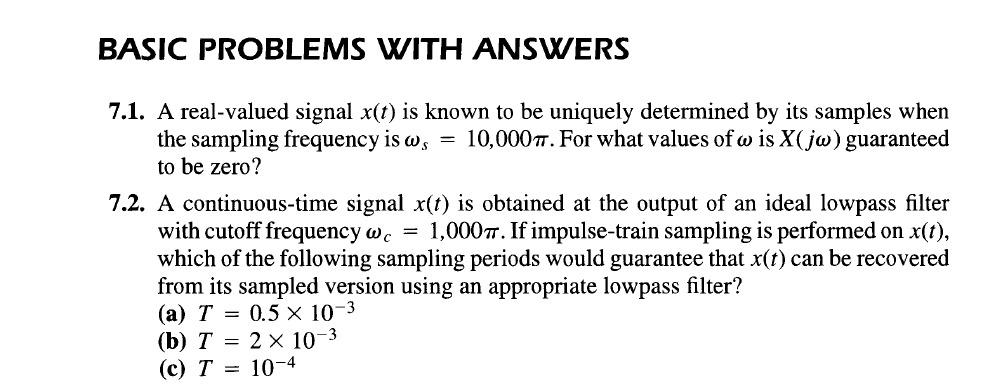 Solved BASIC PROBLEMS WITH ANSWERS 7.1. A real-valued signal | Chegg.com
