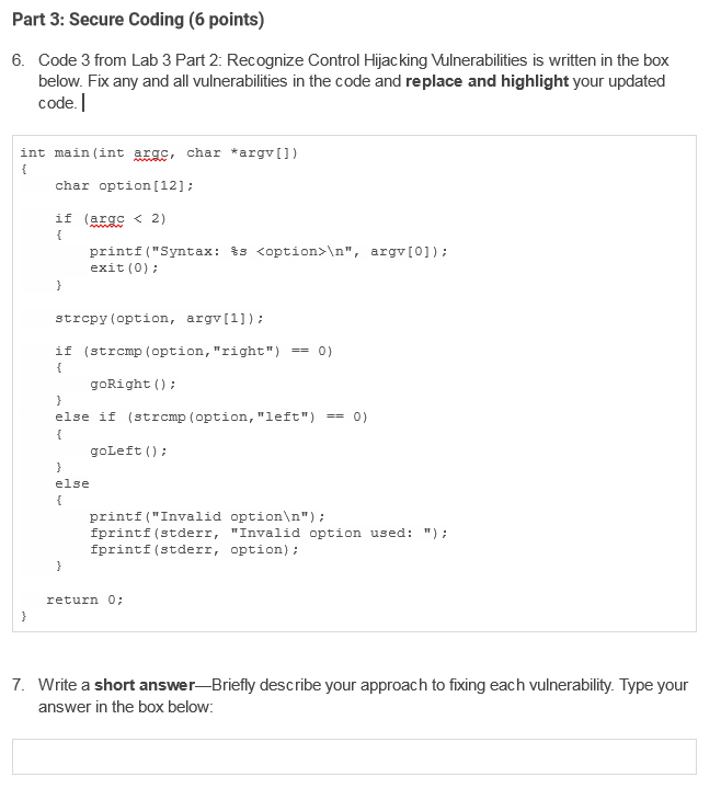 Solved 6. Code 3 from Lab 3 Part 2: Recognize Control | Chegg.com