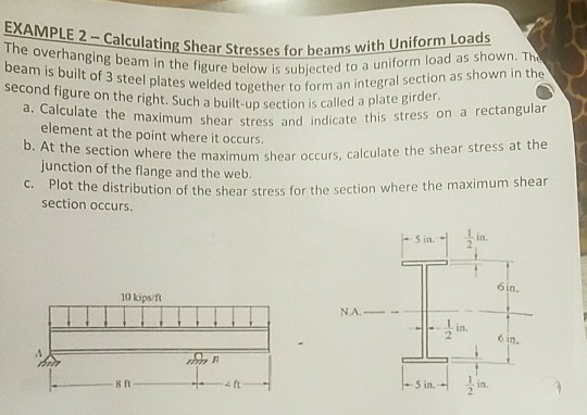 Solved EXAMPLE 2 -Calculating Shear Stresses For Beams N The | Chegg.com