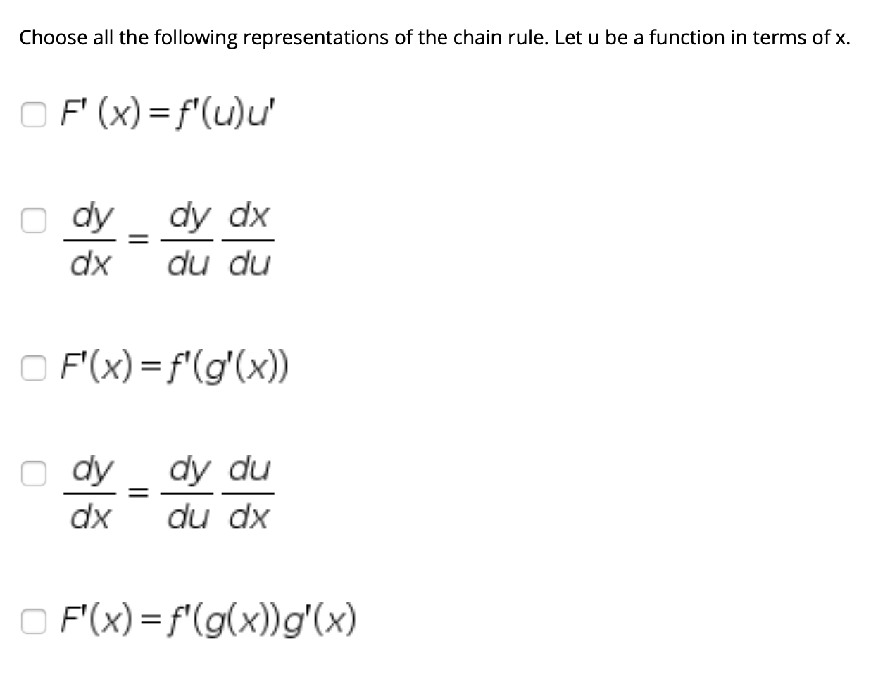 Solved Choose all the following representations of the chain | Chegg.com