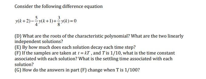 Solved Consider the following difference equation | Chegg.com