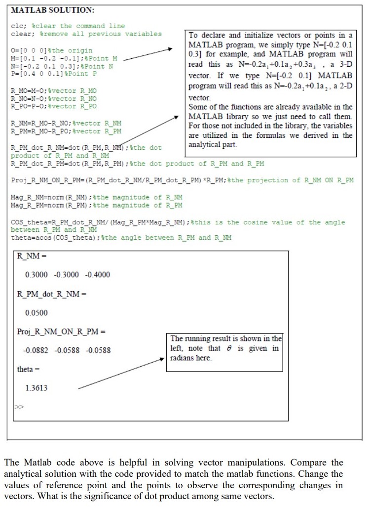 Solved Part-2: Vector Algebra Example: Given the points | Chegg.com