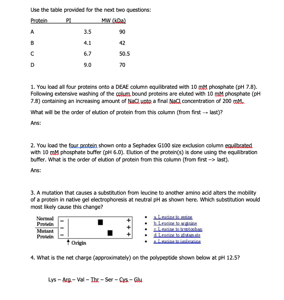 Solved Use the table provided for the next two questions: | Chegg.com
