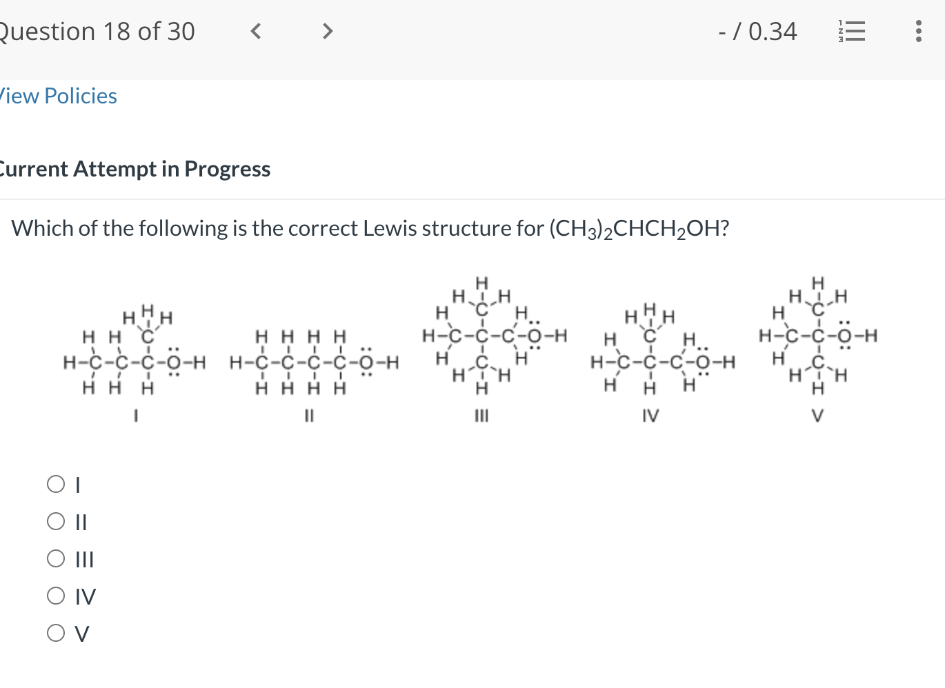 Solved Which Of The Following Is The Correct Lewis Structure | Chegg.com