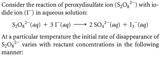 Consider the reaction of peroxydisulfate ion | Chegg.com