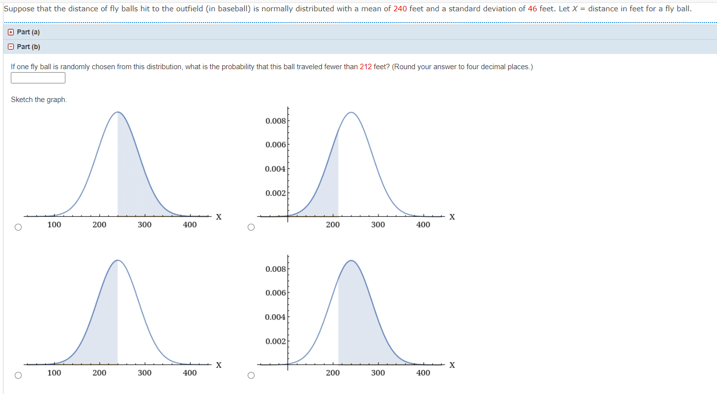Solved Suppose that the distance of fly balls hit to the