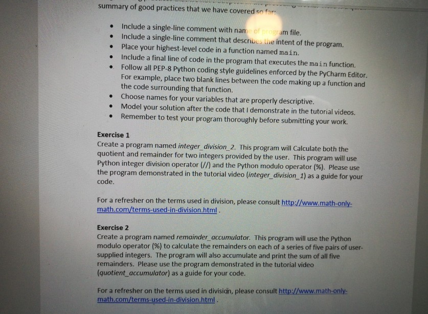 Solved summary of good practices that we have covered so | Chegg.com