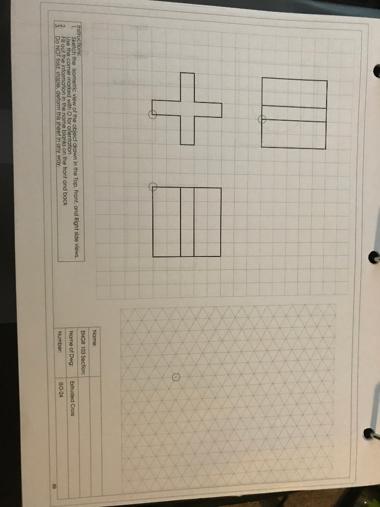 Solved Sketch the top, front, and right side views of the | Chegg.com
