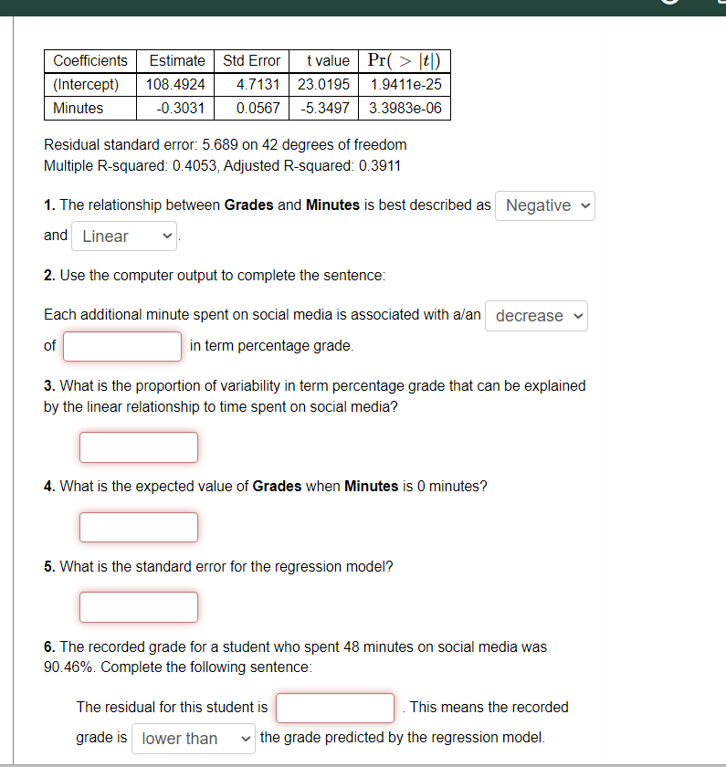 Solved (15 points) Social media and your grades - A college | Chegg.com