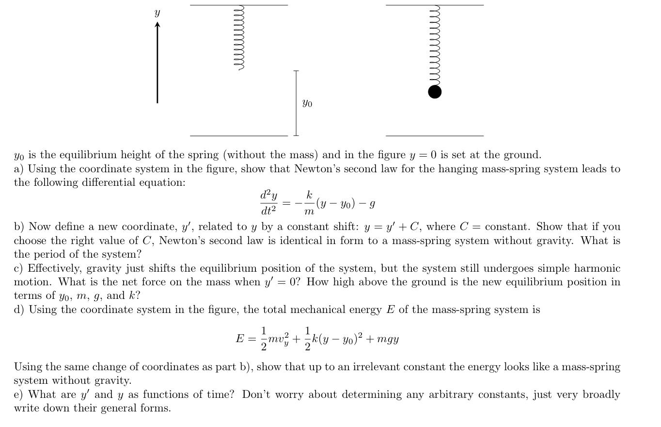 solved-y0-is-the-equilibrium-height-of-the-spring-without-chegg