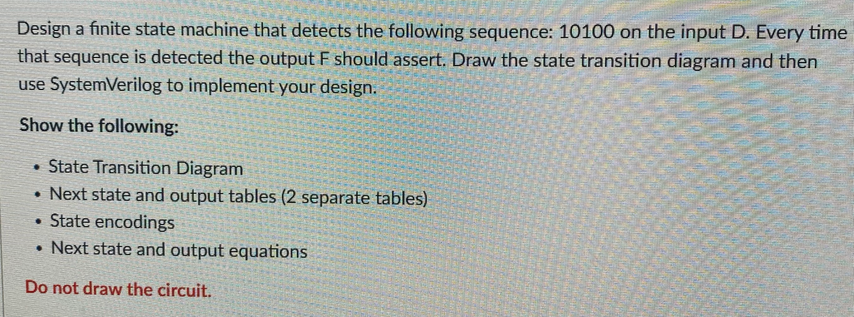 Solved Design a finite state machine that detects the | Chegg.com