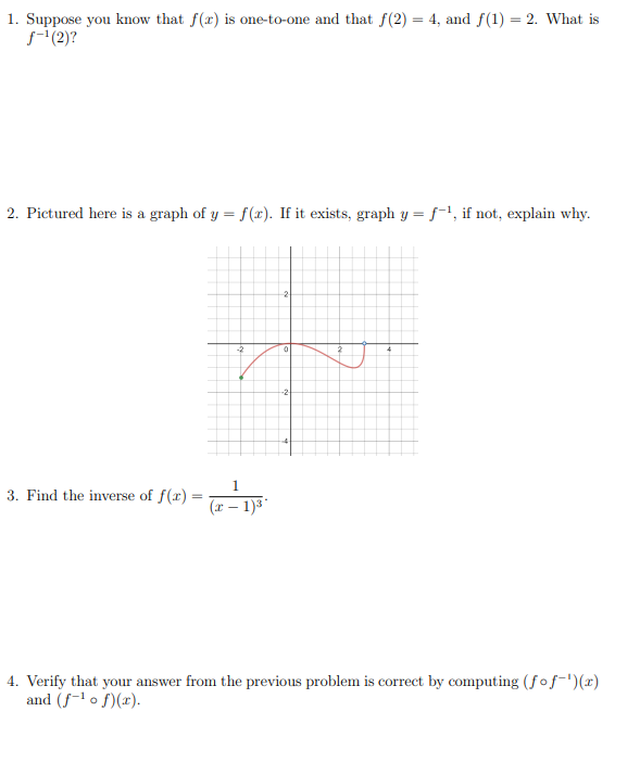 Solved 1. Suppose you know that f(x) is one-to-one and that | Chegg.com