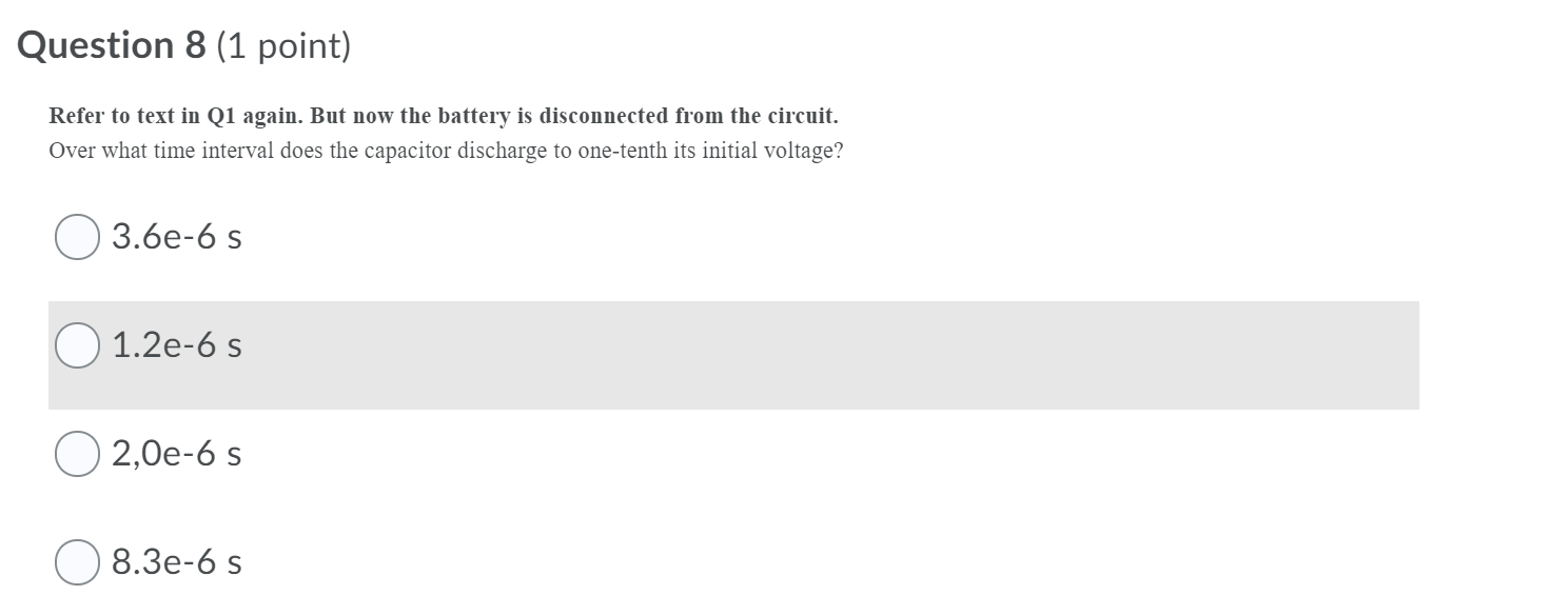 Solved Question 1 (1 point) Saved The circuit in the | Chegg.com