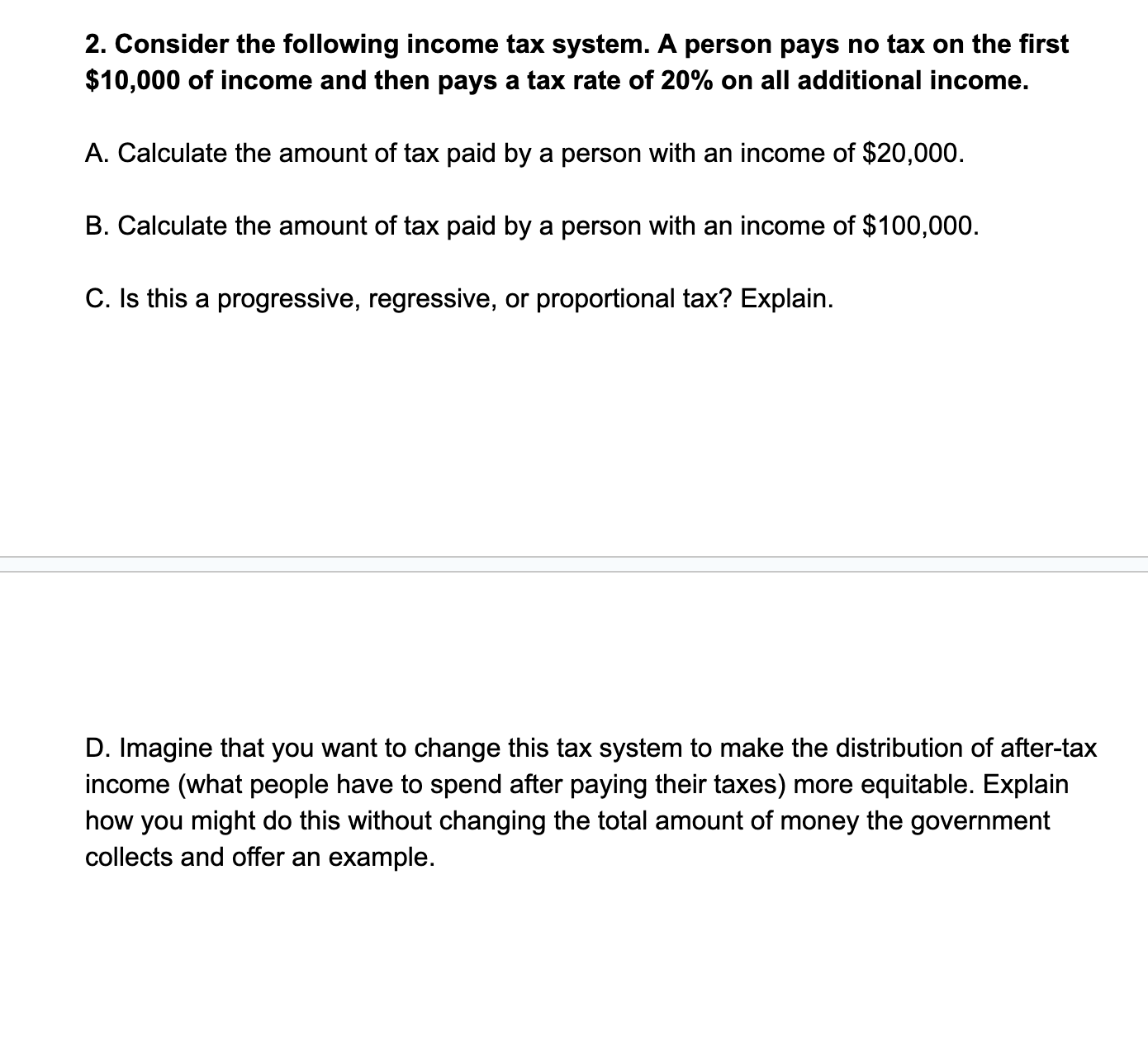 assignment apply concepts of taxes and income distribution