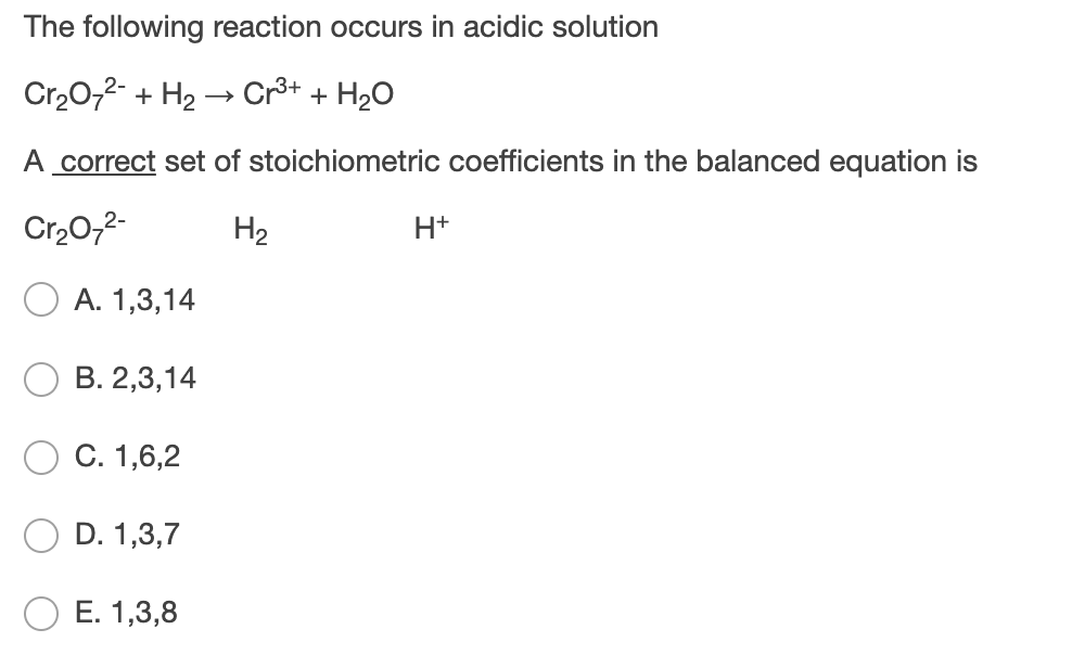 Solved The Following Reaction Occurs In Acidic Solution 9920