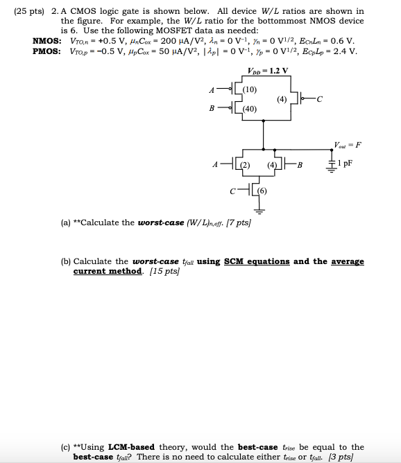 Solved (25 Pts) 2. A CMOS Logic Gate Is Shown Below. All | Chegg.com