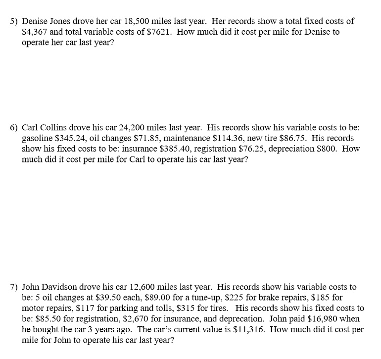 Solved 1) For each listed expense, identify if it is a fixed