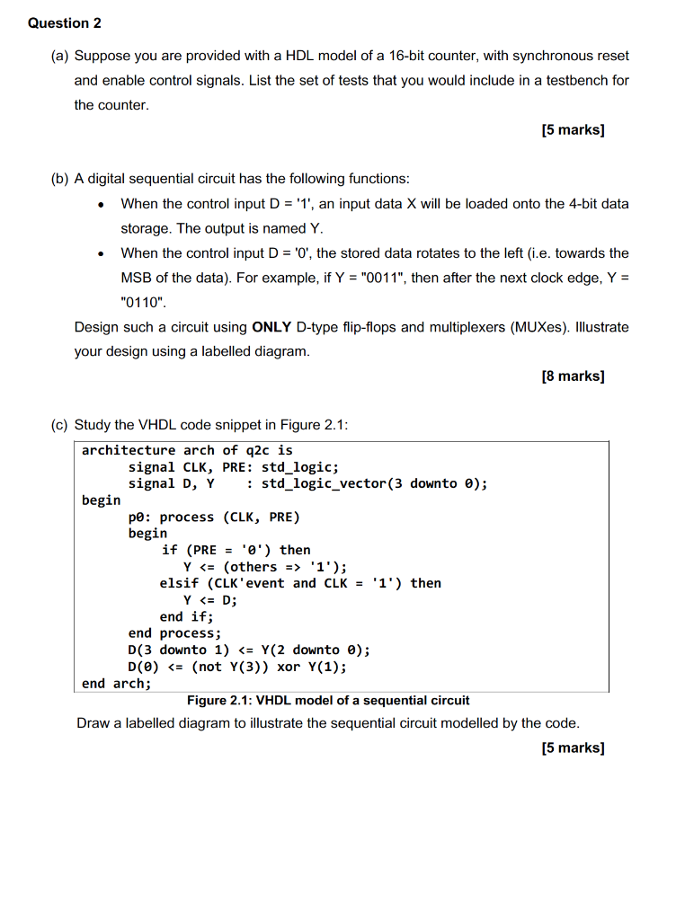 Solved Question 2 (a) Suppose you are provided with a HDL | Chegg.com