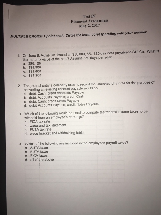 Solved On June 8, Acme Co. issued an $80,000, 6%, 120-day | Chegg.com