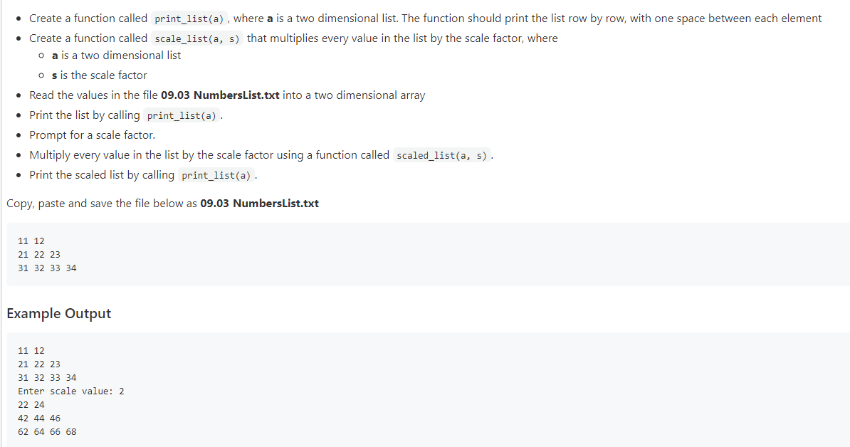 Solved • Create a function called print_list(a), where a is | Chegg.com