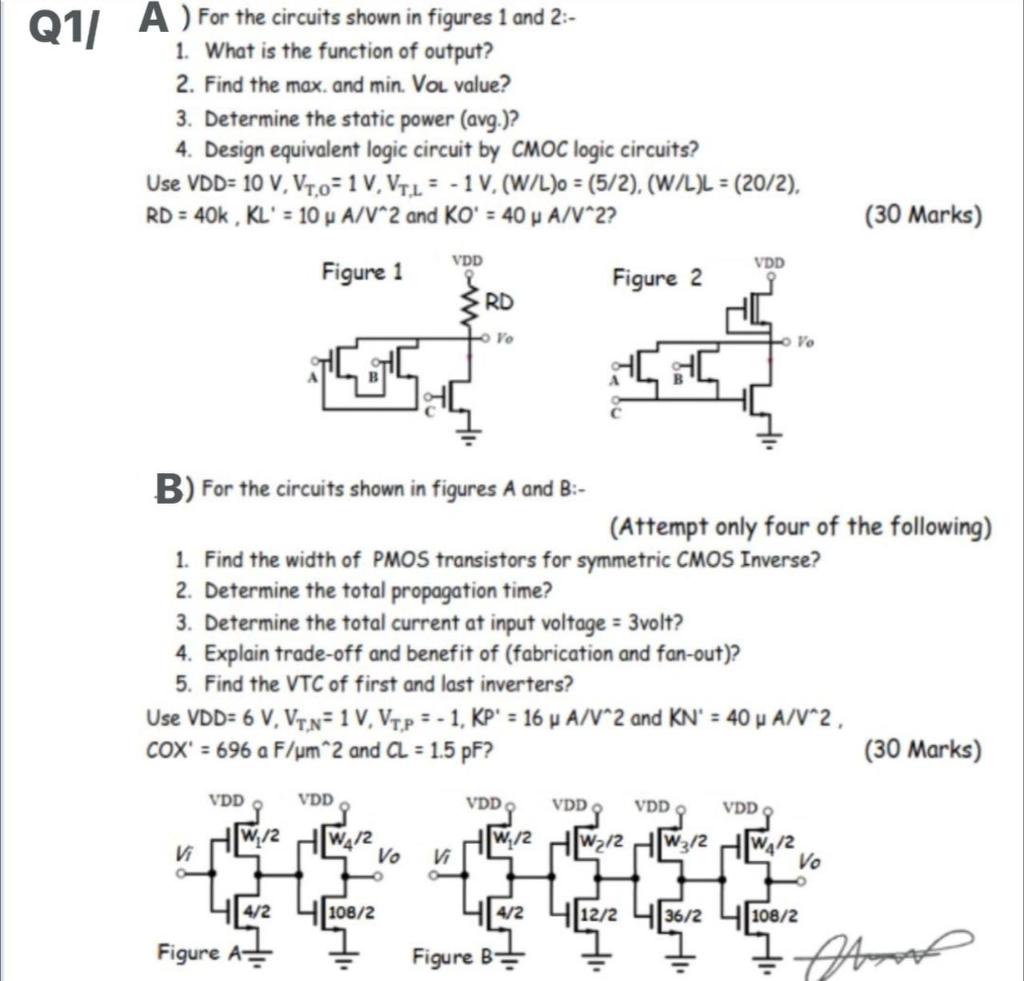 Solved Q1/ A) For The Circuits Shown In Figures 1 And 2:- 1. | Chegg.com