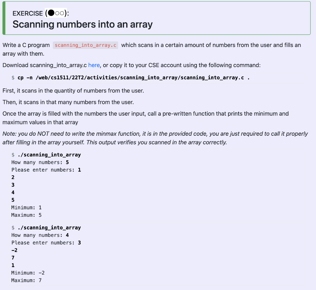 Solved EXERCISE oo): Scanning numbers into an array Write a | Chegg.com