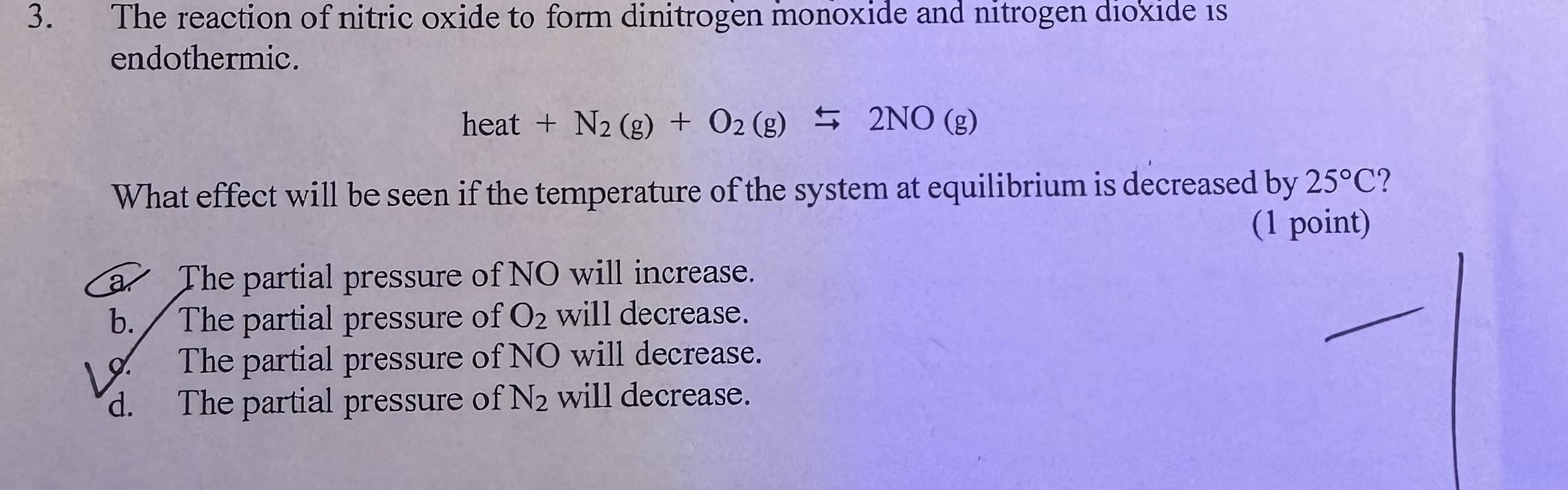 Solved The reaction of nitric oxide to form dinitrogen | Chegg.com