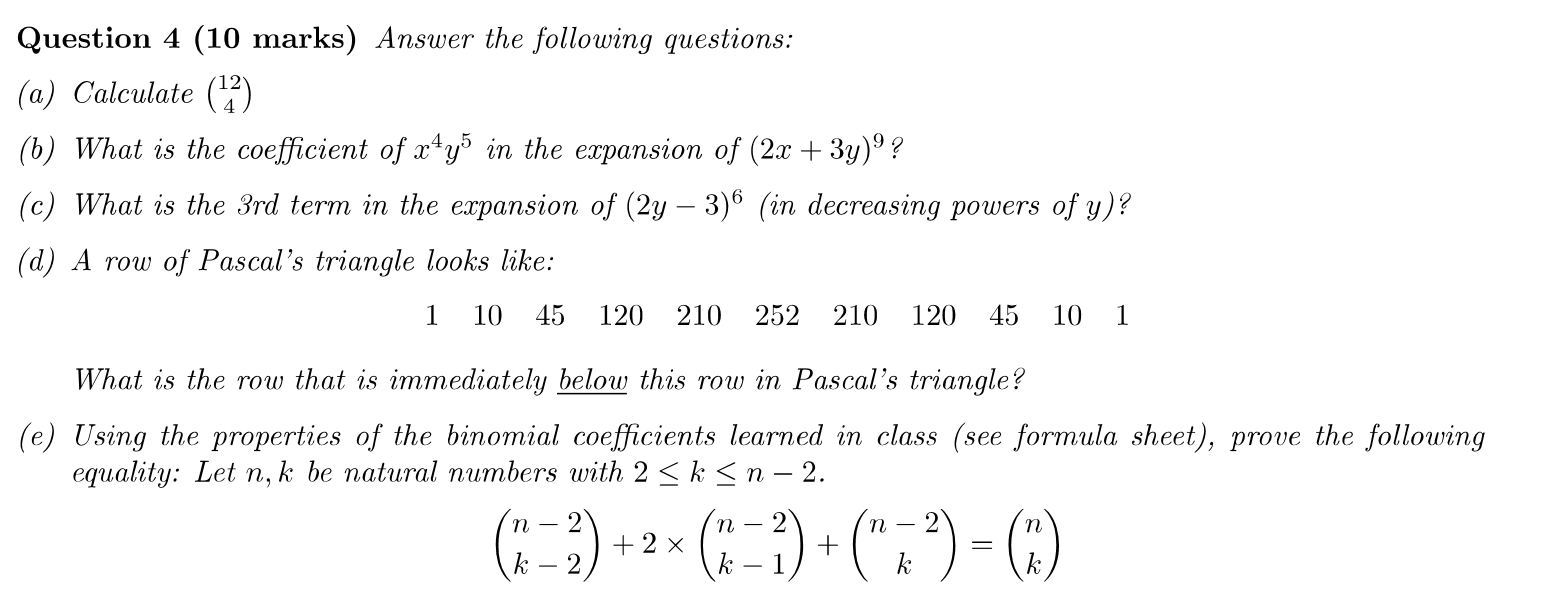 Solved Question 4 (10 marks) Answer the following questions: | Chegg.com