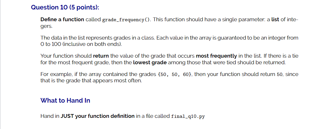 Solved Question 10 (5 points): Define a function called | Chegg.com
