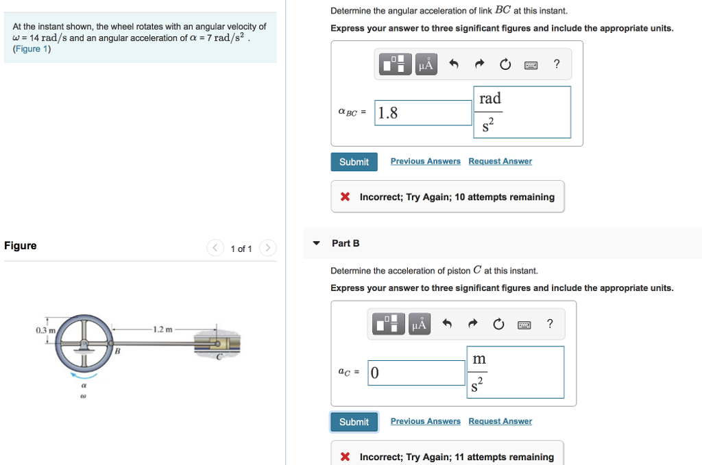 Solved Determine the angular acceleration of link BC at this | Chegg.com